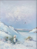 Beautiful Vintage Mid C20th Oil on Canvas - Girl on a Beach SOLD