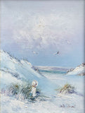 Beautiful Vintage Mid C20th Oil on Canvas - Girl on a Beach SOLD