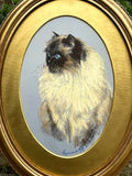 Exquisite Vintage Mid C20th Oil Pastel Portrait of a Ragdoll Cat SOLD