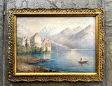 Fine Mid C19th Victorian Watercolour - Alpine Landscape Castle of Chillon - William Leighton Leitch SOLD