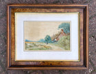 Fine C19th Victorian Watercolour of Figures by a Rural Cottage by Henry Hilton circa 1880 SOLD
