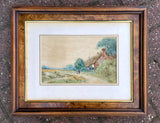 Fine C19th Victorian Watercolour of Figures by a Rural Cottage by Henry Hilton circa 1880 SOLD