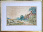 Fine C19th Victorian Watercolour of Figures by a Rural Cottage by Henry Hilton circa 1880 SOLD