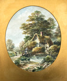 Beautiful C19th Victorian English School Watercolour - Rural Cottage by a Pond
