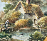 Beautiful C19th Victorian English School Watercolour - Rural Cottage by a Pond