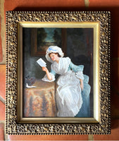 Beautiful Mid C19th Victorian English School Oil on Artists Board - The Love Letter SOLD