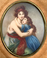 Delightful Late C19th Victorian Oil on Vellum Miniature of a Mother & Child SOLD