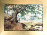 Exquisite C19th Victorian Watercolour "Young Girl in Woodland at Hemingford" by Edmund Morison Wimperis 1888   SOLD