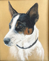 Delightful Edwardian Oil Pastel Portrait of a Fox Terrier SOLD