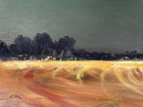 Beautiful Vintage English School Oil on Canvas Board - Norfolk Landscape at Dusk - "Cox" SOLD
