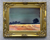Beautiful Vintage English School Oil on Canvas Board - Norfolk Landscape at Dusk - "Cox" SOLD