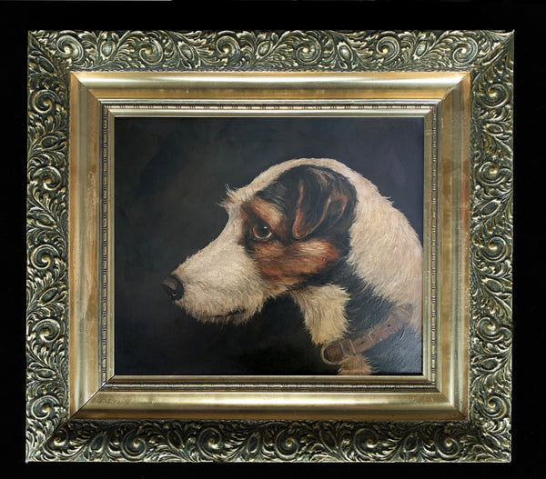 Vintage Oil on Board of a Wire Haired Fox Terrier SOLD