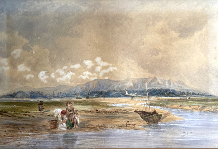 Excellent Early C19th Victorian Watercolour - Fisher Folk on The Beach - David Cox Jnr 1844 SOLD