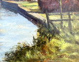 Excellent Vintage C20th Impressionist Oil on Board - "River Nadder nr Salisbury" by Alistair Kilburn 1992