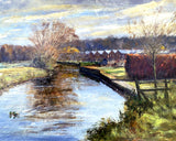 Excellent Vintage C20th Impressionist Oil on Board - "River Nadder nr Salisbury" by Alistair Kilburn 1992