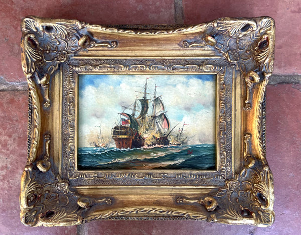 Fine Vintage English School Oil on Canvas - Battle of Trafalgar SOLD