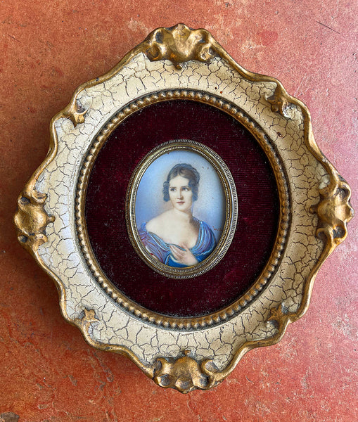 Exquisite Vintage Miniature Oil Portrait of an C18th Lady SOLD