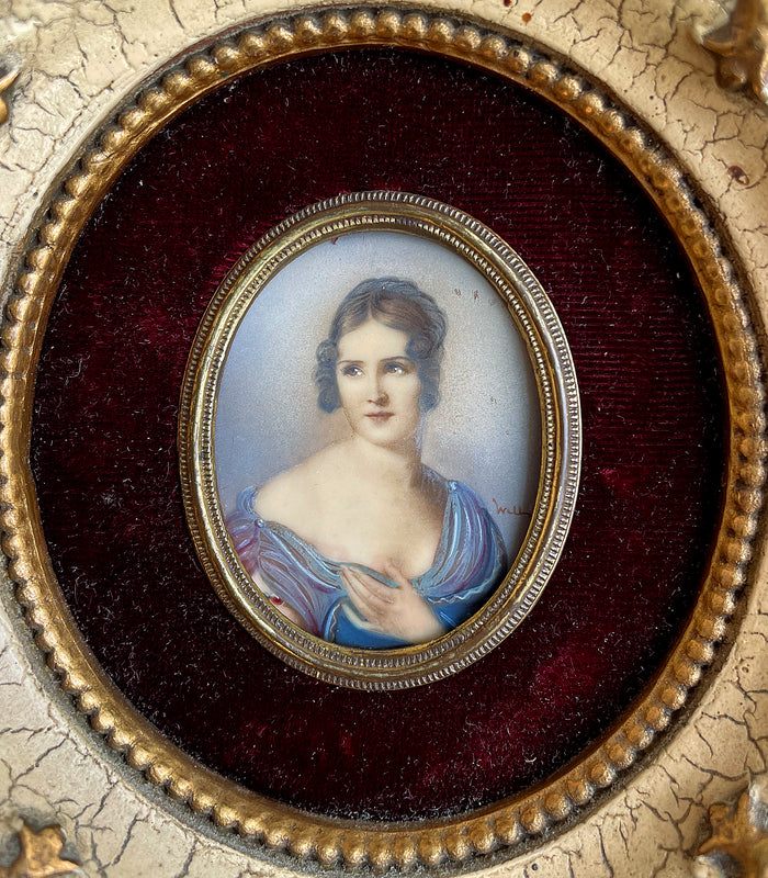 Exquisite Vintage Miniature Oil Portrait of an C18th Lady SOLD