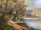 Fine C19th Victorian Oil on Canvas - Figures on a Riverside Path - Charles Frederick Rump SOLD