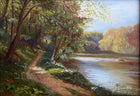 Fine C19th Victorian Oil on Canvas - Figures on a Riverside Path - Charles Frederick Rump SOLD