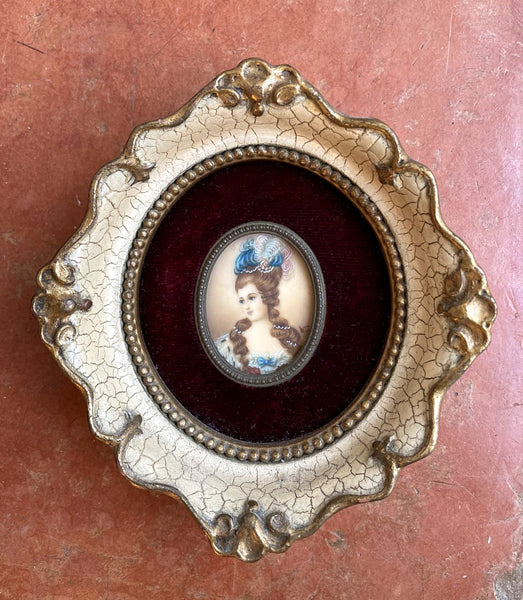 A Delightful Vintage Miniature Oil Portrait of an C18th Lady SOLD