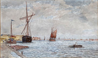 Superb C19th Victorian Watercolour - "Timber Ship Gorleston" - George Stanfield Walters (1838-1924)