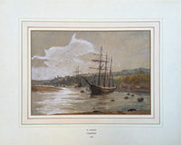 Fine C19th Victorian Watercolour - "At Anchor" by C.Davenport 1874 SOLD