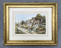 Fabulous C19th Victorian Watercolour - Figures by a Thatched Cottage - Edward A Swan SOLD