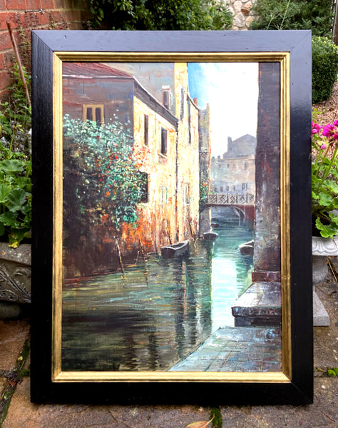 Superb Vintage Mid C20th Italian School Oil on Canvas - Venetian Canal Scene SOLD