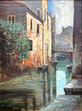 Superb Vintage Mid C20th Italian School Oil on Canvas - Venetian Canal Scene SOLD