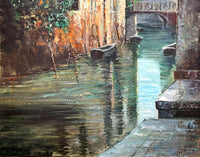 Superb Vintage Mid C20th Italian School Oil on Canvas - Venetian Canal Scene SOLD