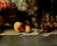 Beautiful Large Vintage Dutch School Oil on Wood Panel - Mixed Fruit on a Ledge