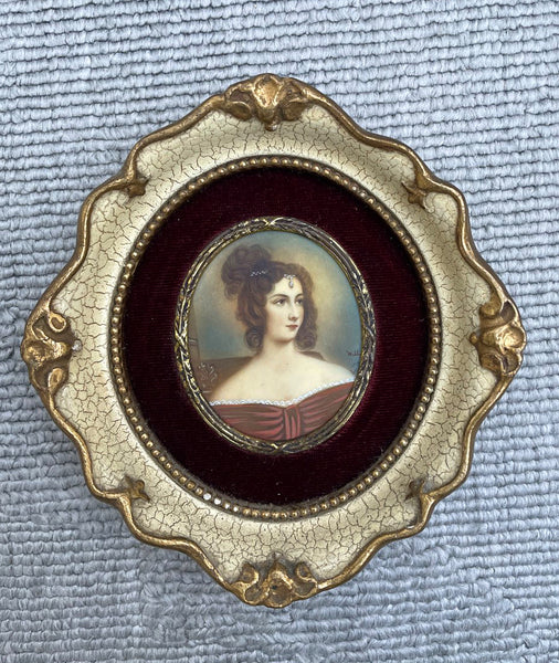 Beautiful Vintage Oil on Vellum Portrait Miniature of an elegant Lady SOLD