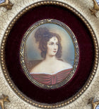 Beautiful Vintage Oil on Vellum Portrait Miniature of an elegant Lady SOLD