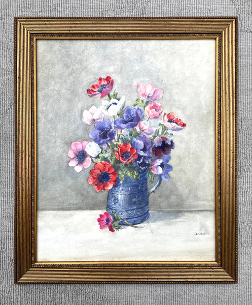 Exquisite Vintage Mid C20th Still Life Watercolour - Flowers in a Jug