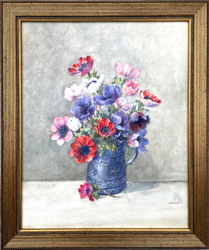Exquisite Vintage Mid C20th Still Life Watercolour - Flowers in a Jug