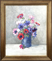 Exquisite Vintage Mid C20th Still Life Watercolour - Flowers in a Jug