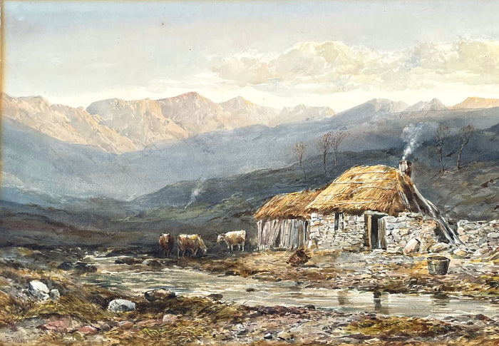 Fine C19th Victorian Watercolour - Cattle by a Croft - Edward Tucker (1825-1909) SOLD