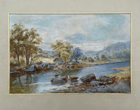 Fine C19th Victorian Watercolour depicting a River Landscape by H E Stacy 1882 SOLD