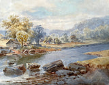 Fine C19th Victorian Watercolour depicting a River Landscape by H E Stacy 1882 SOLD