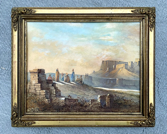Excellent C19th Victorian Orientalist Watercolour by Henry Bacon (1839-1912) Figures by a Desert Ruin SOLD