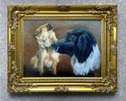 Fine Vintage English School Oil on Canvas Board - Portrait of a Sheepdog & Border Terrier SOLD