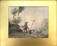 Fine C19th Victorian Watercolour - Traveller with a Donkey - W.Hunt