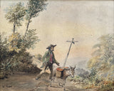 Fine C19th Victorian Watercolour - Traveller with a Donkey - W.Hunt