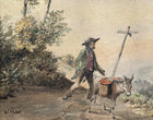Fine C19th Victorian Watercolour - Traveller with a Donkey - W.Hunt SOLD