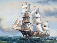 Fine Large Vintage Marine Oil on Canvas - Clipper in full Sail - James Hardy SOLD