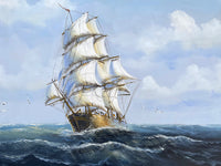 Fine Large Vintage Marine Oil on Canvas - Tea Clipper "Off the Coast" by James Hardy SOLD