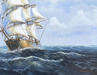 Fine Large Vintage Marine Oil on Canvas - Tea Clipper "Off the Coast" by James Hardy SOLD