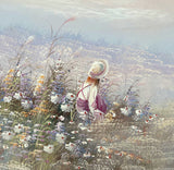 Exquisite Large Vintage English School Oil on Canvas Board - "Summer Days" SOLD