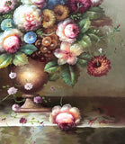 Beautiful Mid C20th Vintage Dutch School Oil on Canvas - Bouquet of Flowers in a Bronze Bowl